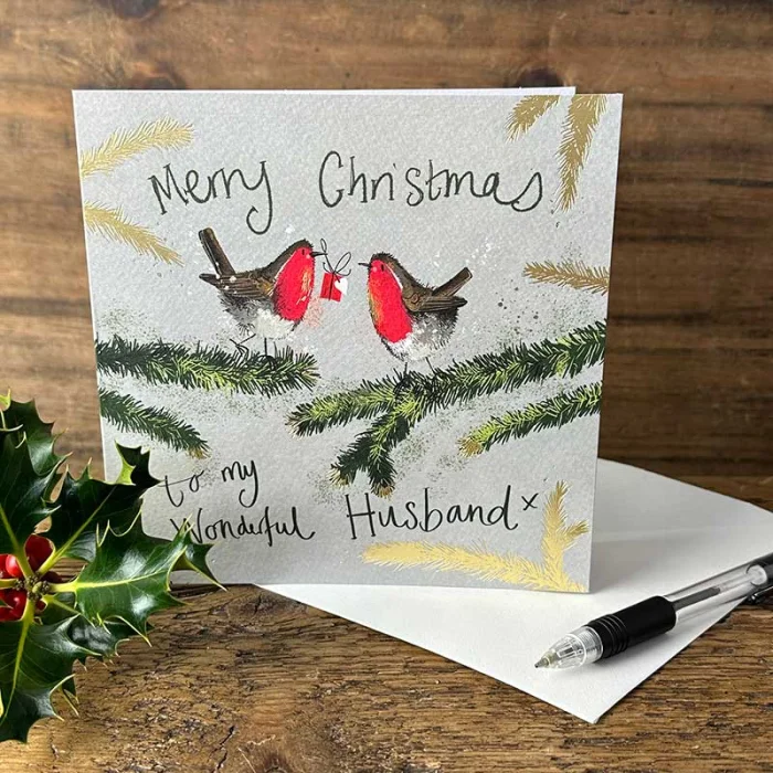 Robin Merry Christmas Husband Christmas Card (XS134), prianie