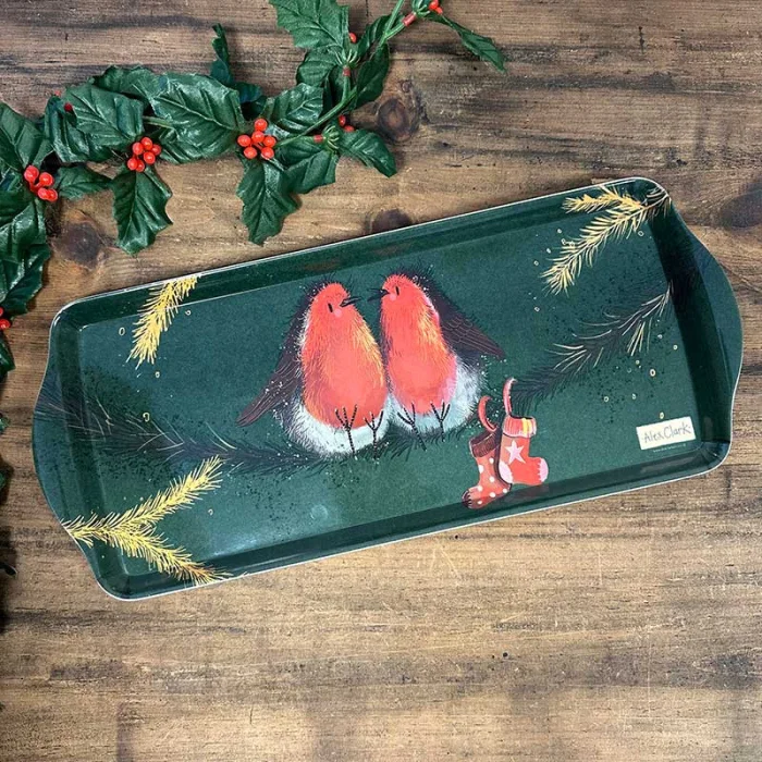 Robins with Stockings Medium Tray (XMTY02), podlhovastá tácka
