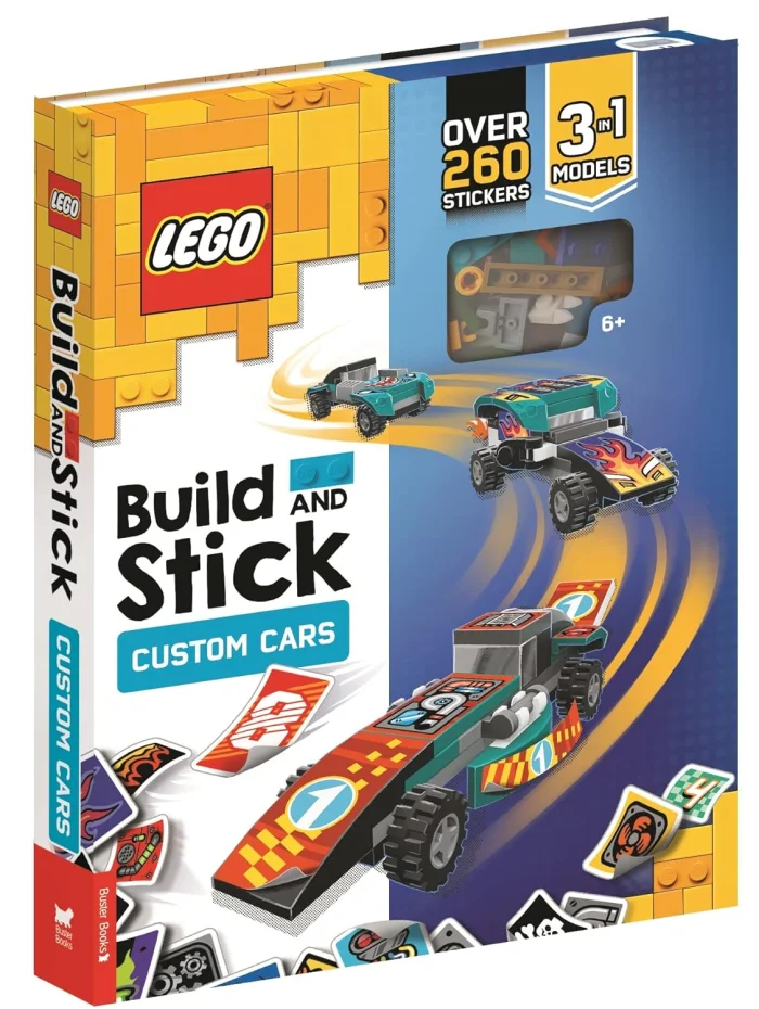 LEGO® Books: Build and Stick: Custom Cars, anglický zošit s aktivitami a stavebnicou