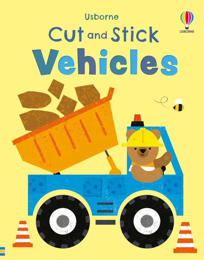 Usborne Cut and Stick Vehicles, zošit s aktivitami