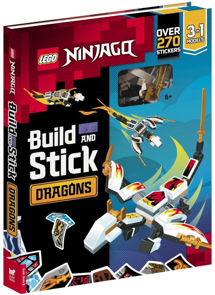 LEGO® NINJAGO® Build and Stick: Dragons, anglický zošit s aktivitami a stavebnicou