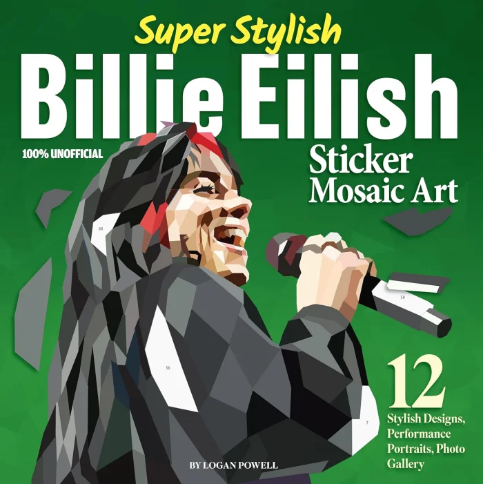 Super Stylish Billie Eilish Sticker Mosaic Art, nálepkový zošit
