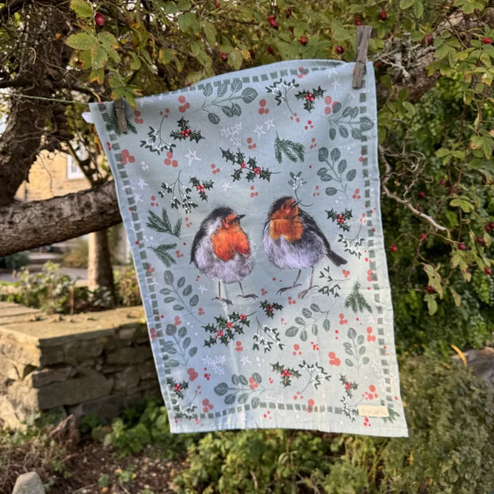 Christmas Robins Tea Towel (XTT21), kuchynská utierka