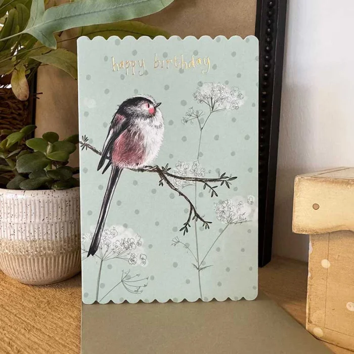 Long Tail Tit Birthday Card (DC18), prianie