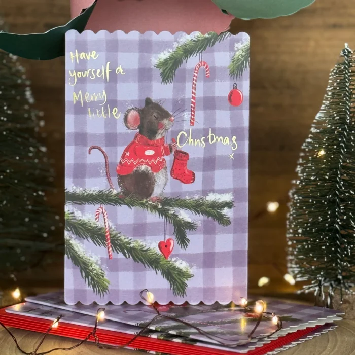 Mouse and Stocking Christmas Card (XDC15), prianie