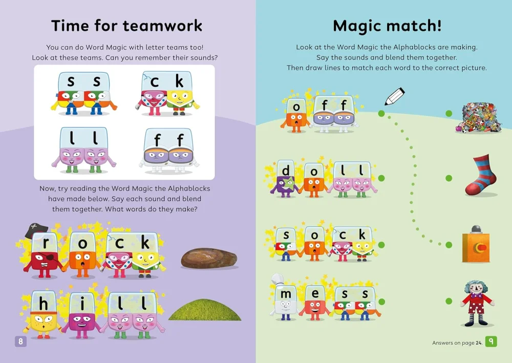 Alphablocks Red Level Workbook: Early Words, zošit s úlohami a nálepkami