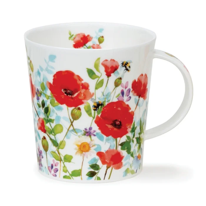 Floral Haze Red, porcelánový hrnček