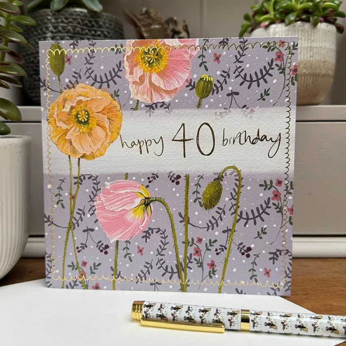 40th Floral Birthday Card (S589), prianie