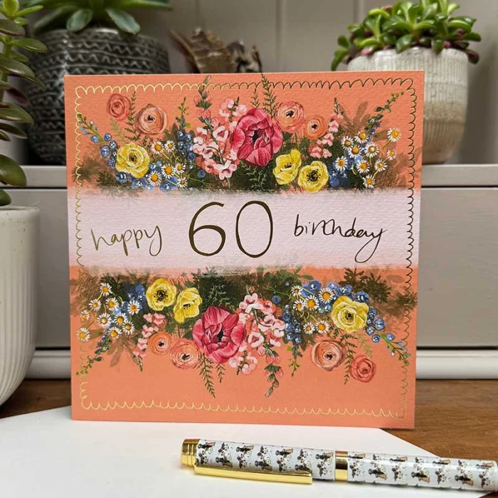60th Floral Birthday Card (S591), prianie