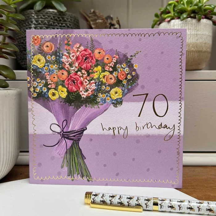 70th Birthday Flowers Card (S592), prianie