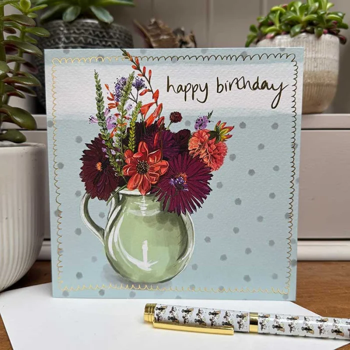 Green Vase Birthday Card (S578), prianie