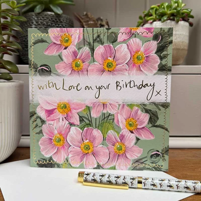 Japanese Anemones Birthday Card (S574), prianie