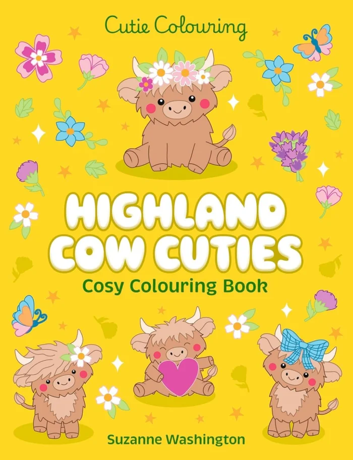 Highland Cow Cuties Colouring Book, omaľovánka