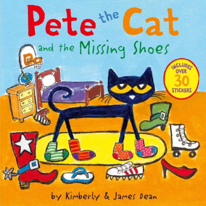 Pete the Cat and the Missing Shoes, anglická kniha s nálepkami
