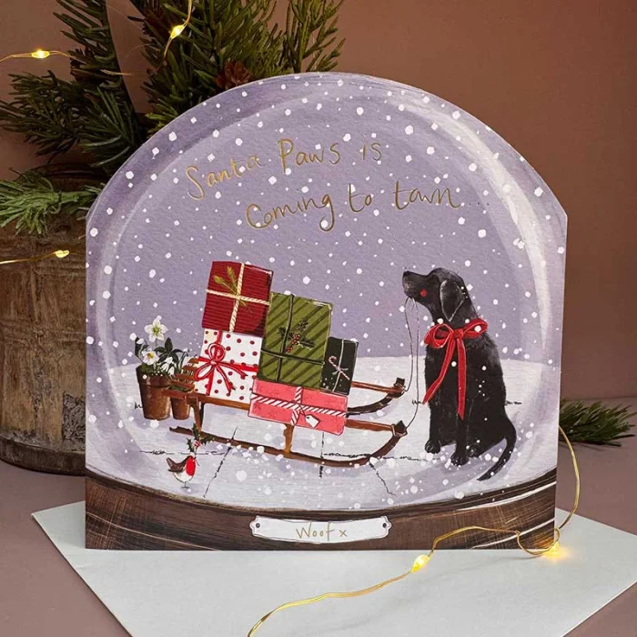 Santa Paws Snow Globe Card (XG01), prianie