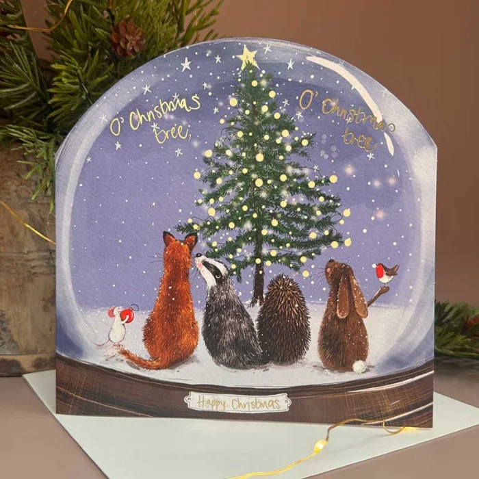 Woodland Animals Snow Globe Card (XG12), prianie
