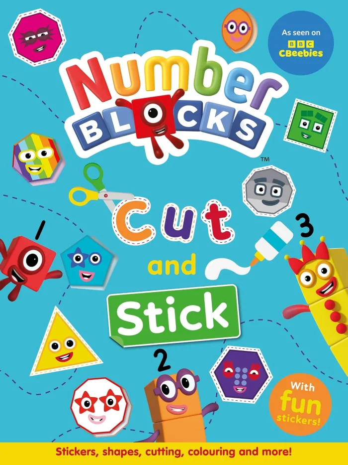 Numberblocks Cut and Stick book, zošit s úlohami a nálepkami